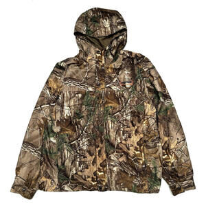Vintage Realtree Men's XL Camo Warp Knit Hunting Jacket Hoodie Full Zip